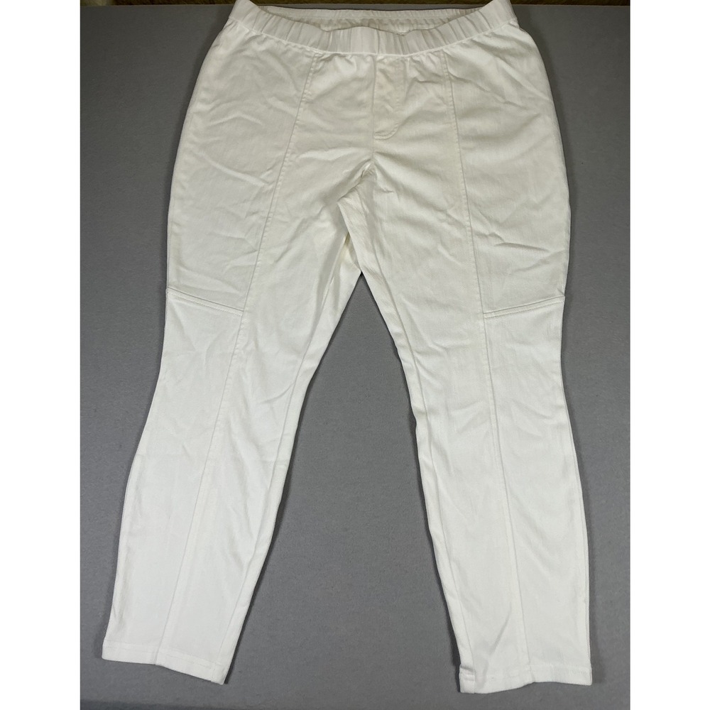 Isaac Mizrahi Live Women's Off White Pull On Crop Pants 16P Petite Stretch